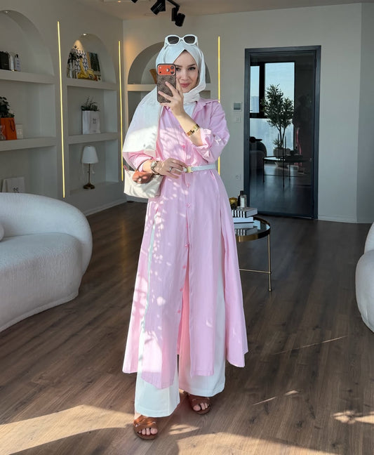 Shirt dress with slit sides