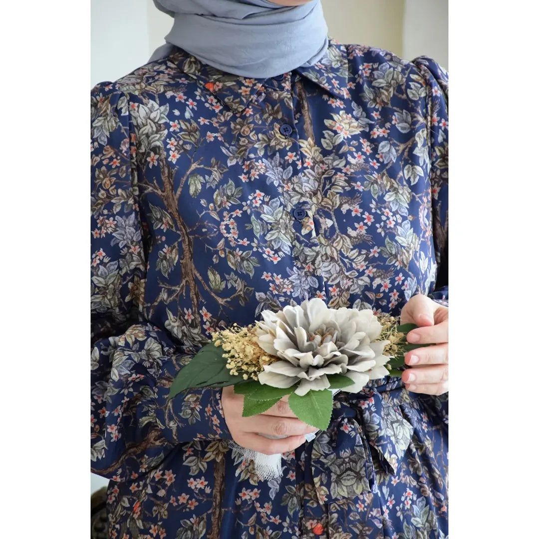 Vintage floral blue dress
