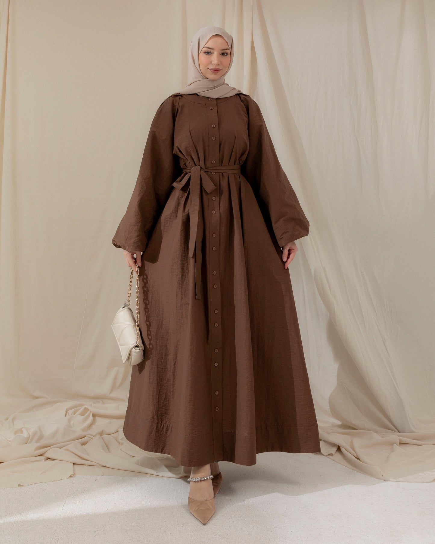 Meri puffy sleeve buttoned dress