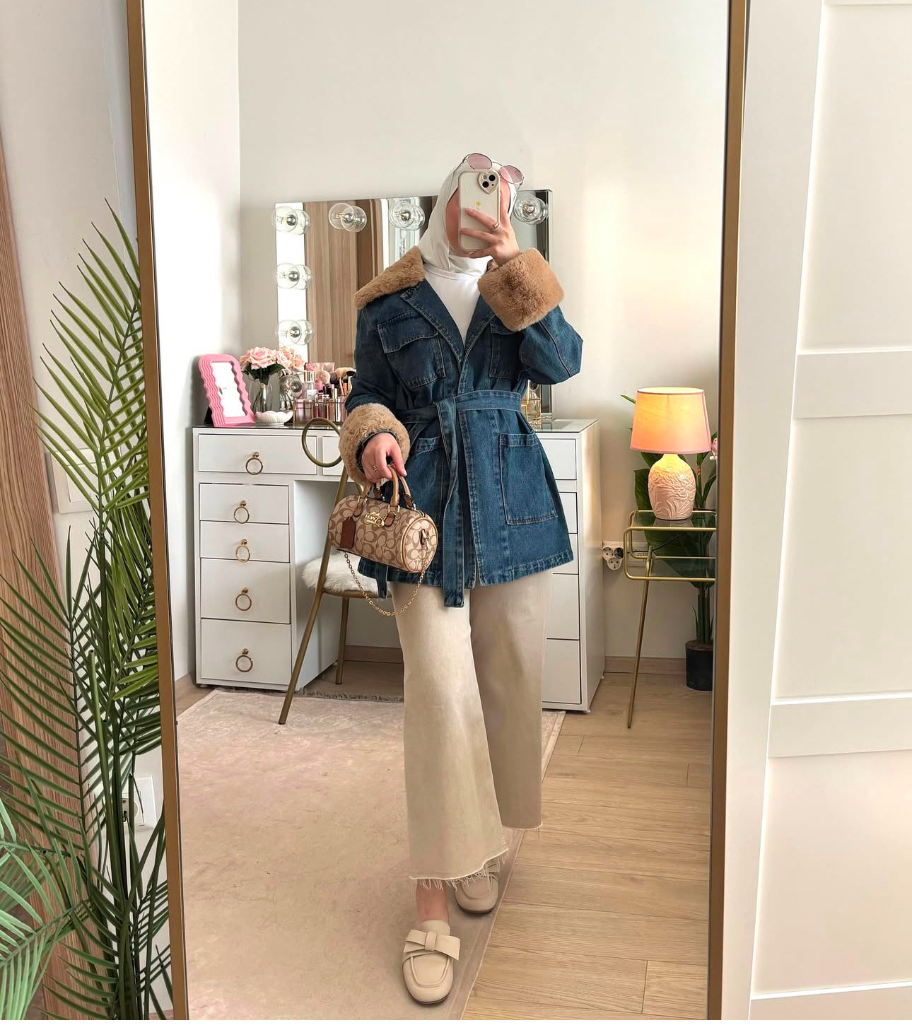 Trending faux fur denim jacket