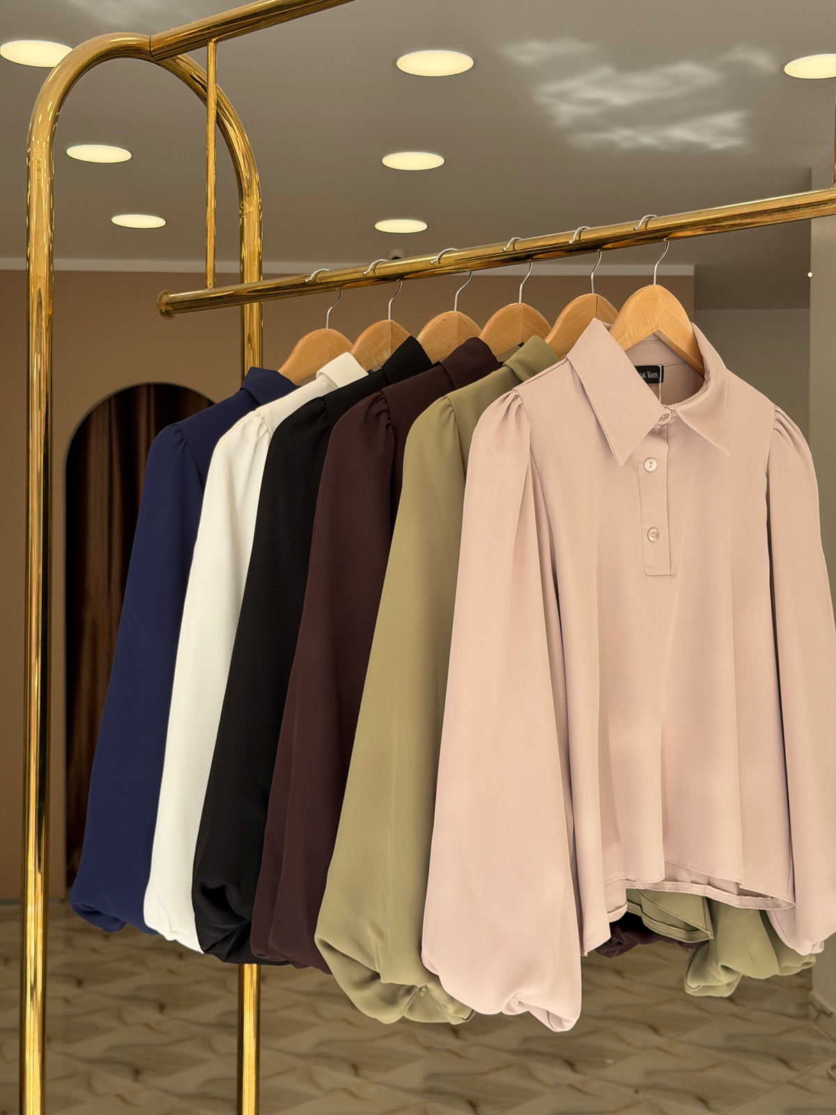 Puffy sleeve basic blouse