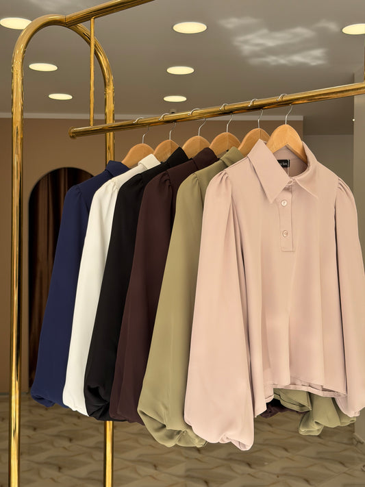 Puffy sleeve basic blouse