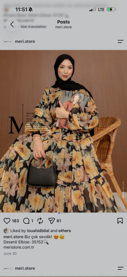 Black and yellow floral dress