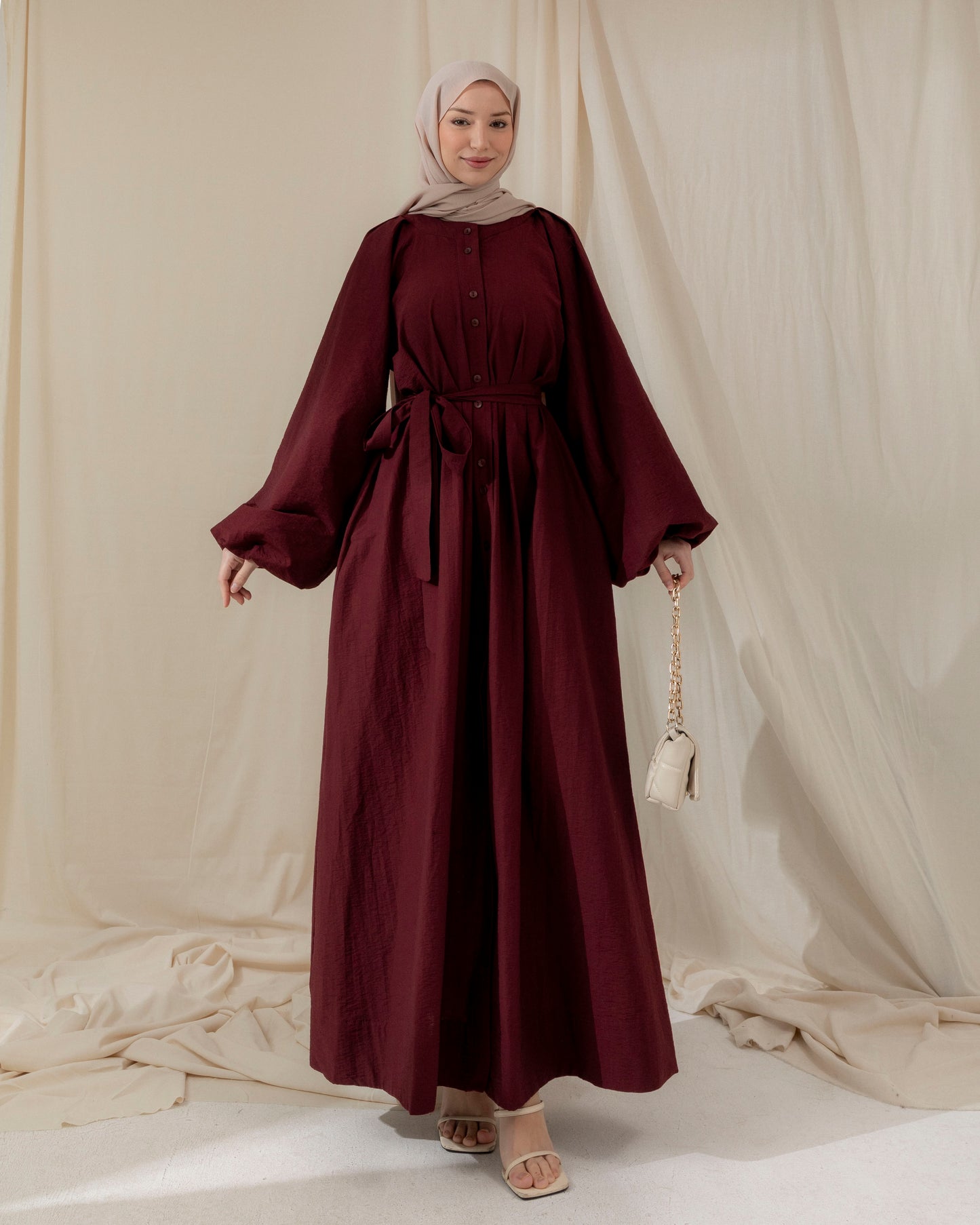 Meri puffy sleeve buttoned dress