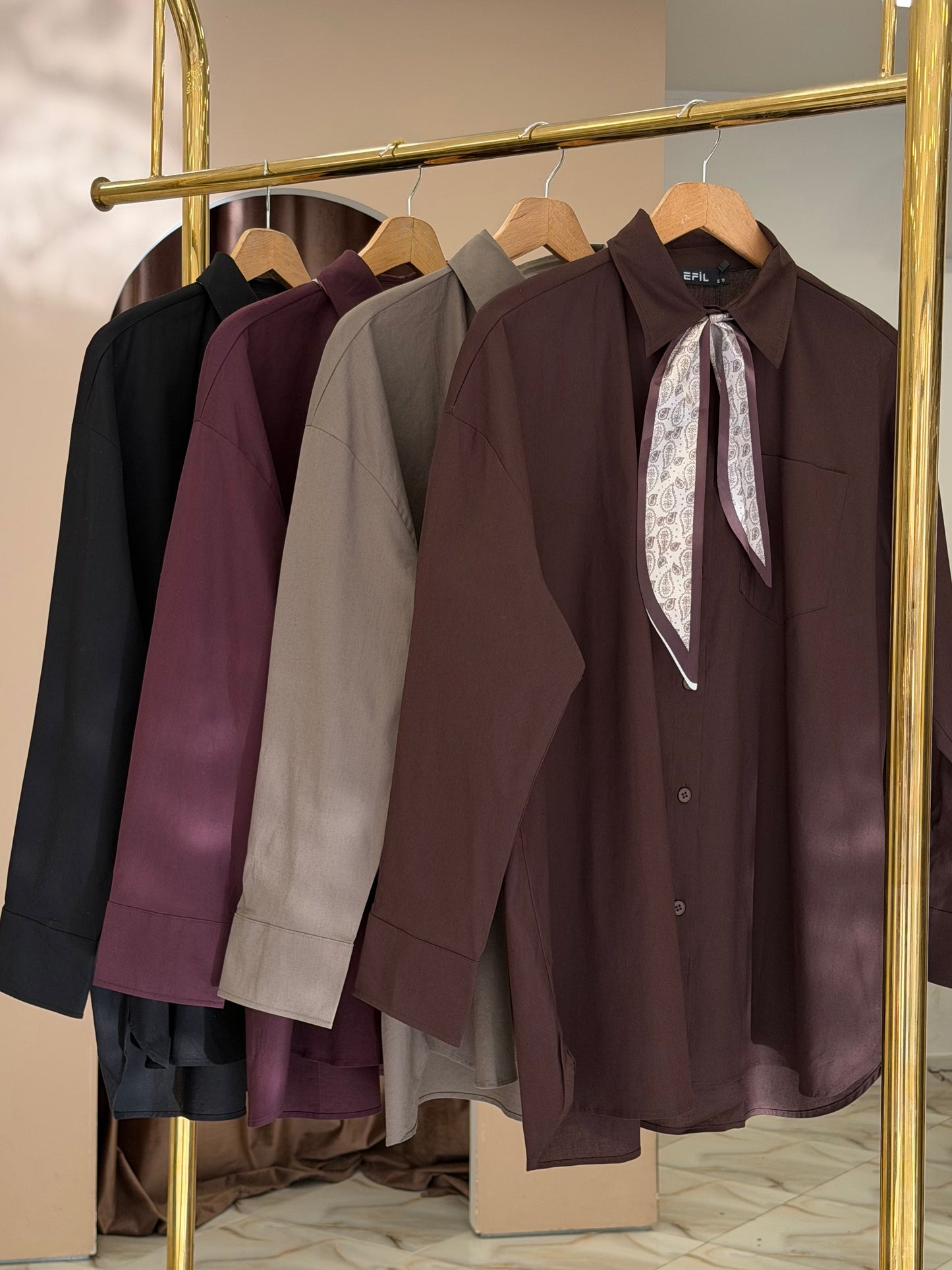 Neck tie detail oversized shirt