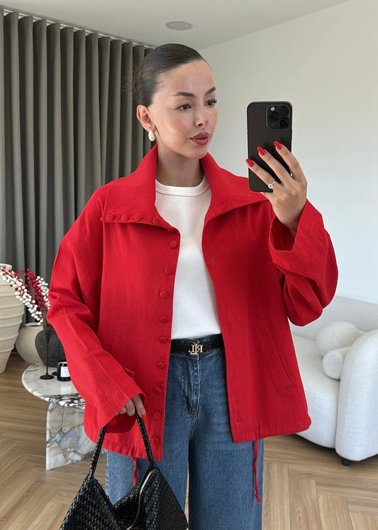 Red oversized jacket