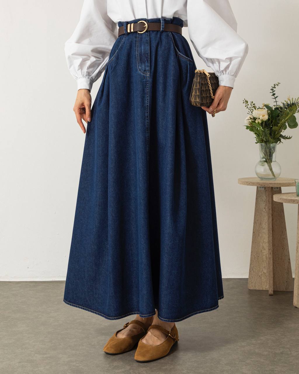 Meri denim skirt (sans ceinture)