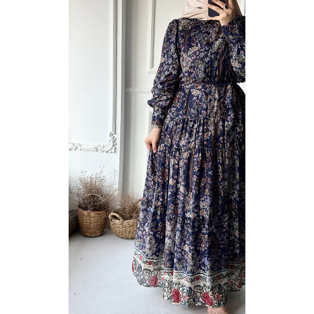 Vintage floral blue dress